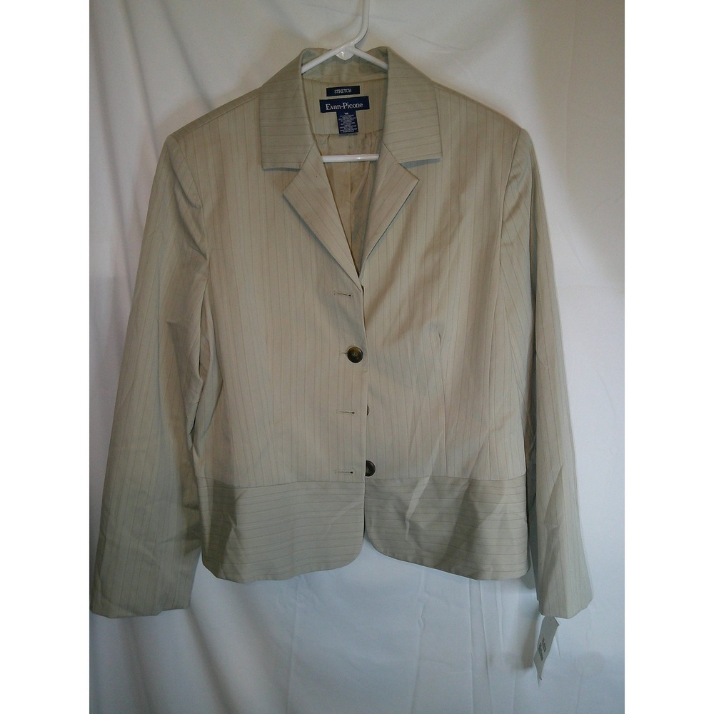 Evan-Picone Blazer Pinstripe Stretch Career Office Jacket Size 18 $72 NWT
